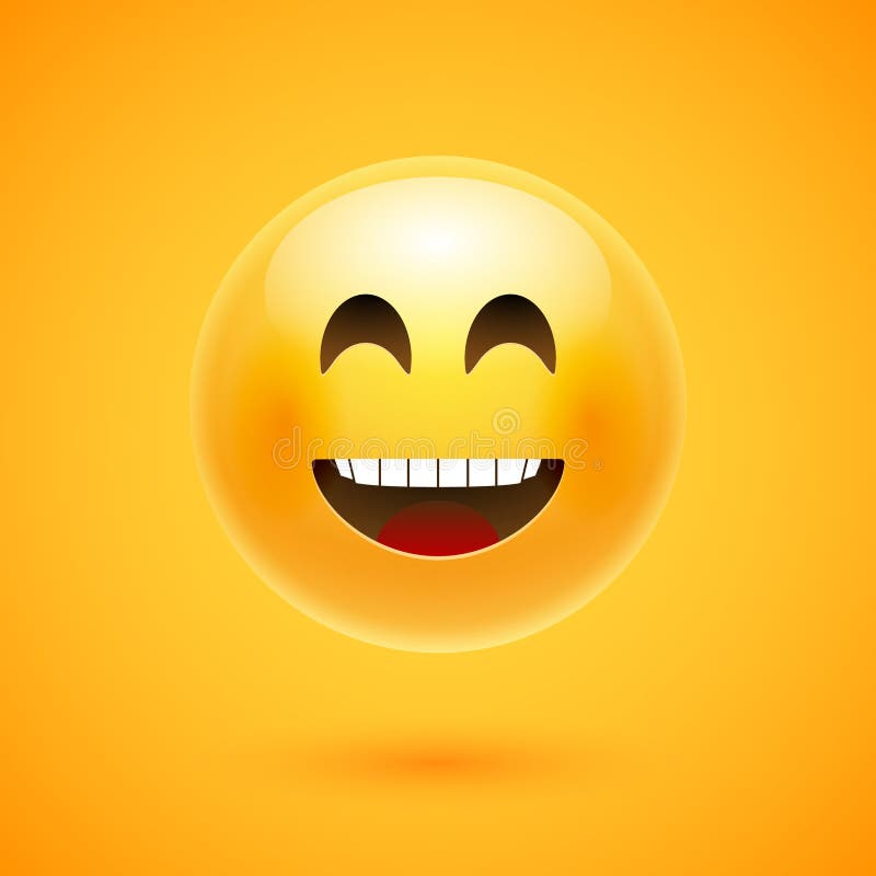  Sonrisa Feliz Del Emoji Ejemplo Aislado Personaje De Dibujos Animados Redondo Amarillo Del Emoticon Ilustración del Vector