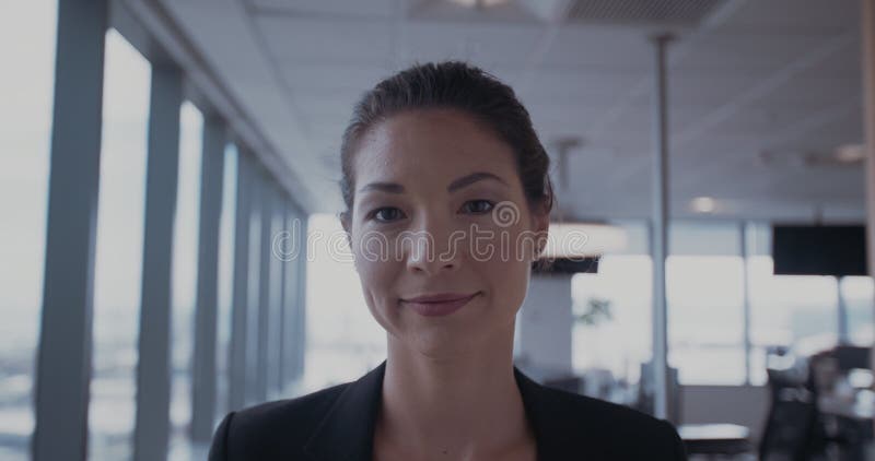Sonrisa joven hermosa de la mujer de negocios almacen de video