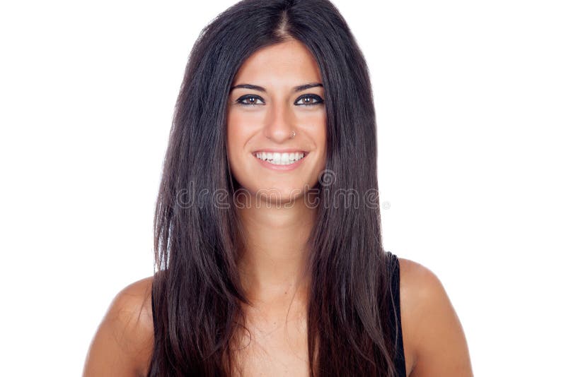 Sonrisa morena bonita de la muchacha foto de archivo Sonrisa morena bonita de la muchacha foto de archivo
