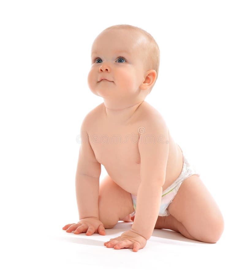 Sonrisa que se sienta o de arrastre del bebé de ocho meses feliz del niño fotos de archivo Sonrisa que se sienta o de arrastre del bebé de ocho meses feliz del niño fotos de archivo