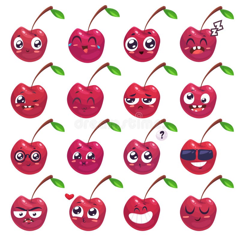 Sonrisas fijadas de caracteres de la fruta Historietas lindas del vector libre illustration Sonrisas fijadas de caracteres de la fruta Historietas lindas del vector libre illustration