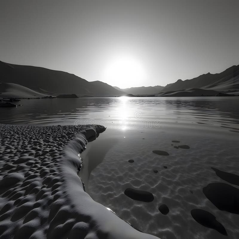 Sonstiges Wüstendusk monochromatisches Unterwasser Wunderland in atemberaubender Schwarz/Weiß lizenzfreie abbildung