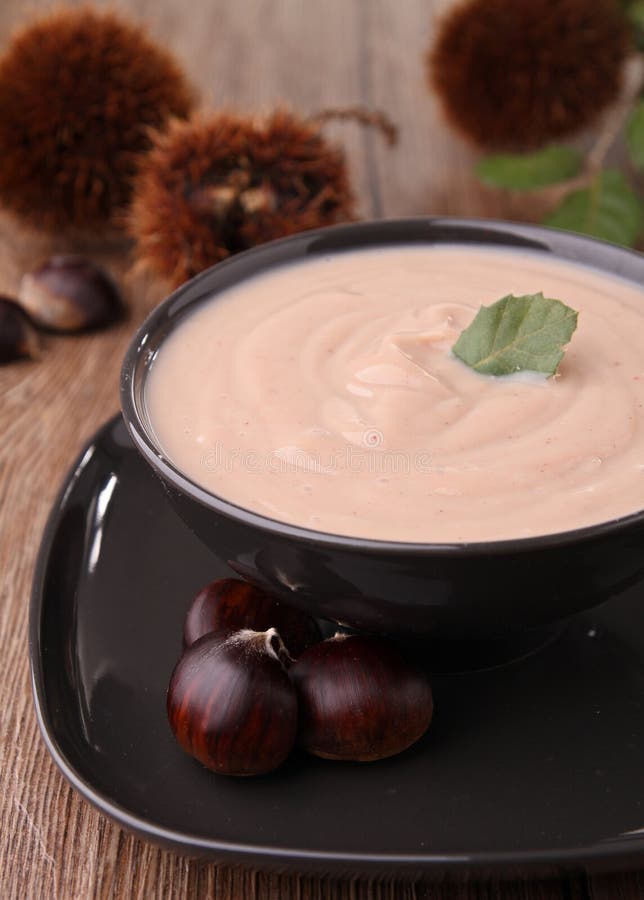 Bowl of healthy chestnut soup. Bowl of healthy chestnut soup