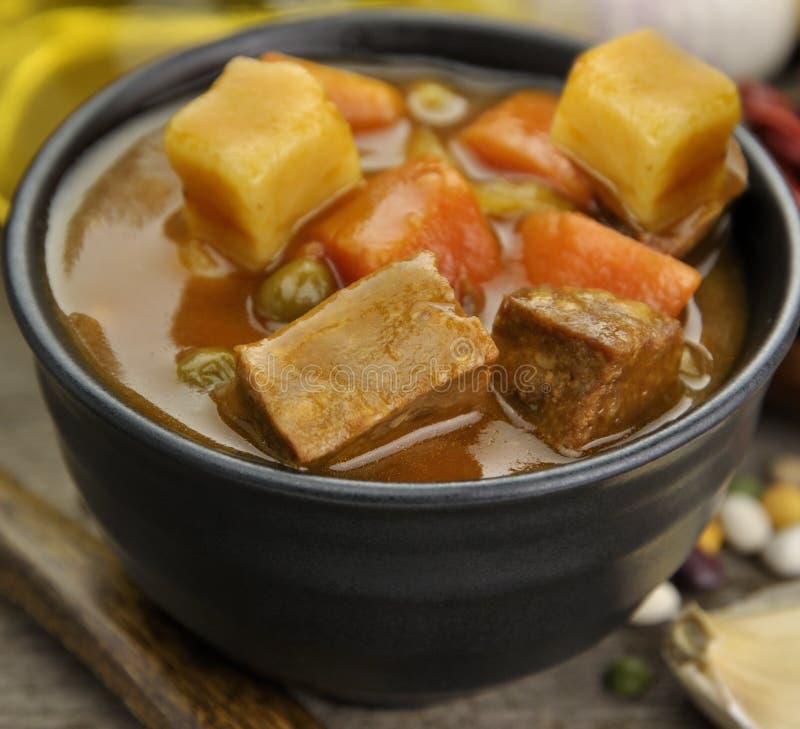 Beef Soup With Vegetables, Close Up. Beef Soup With Vegetables, Close Up