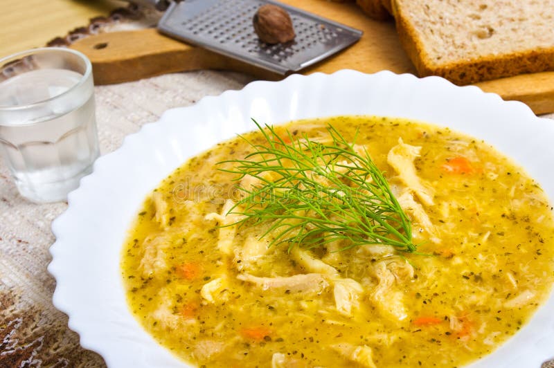 Traditional polish tripe soup with dill. Traditional polish tripe soup with dill