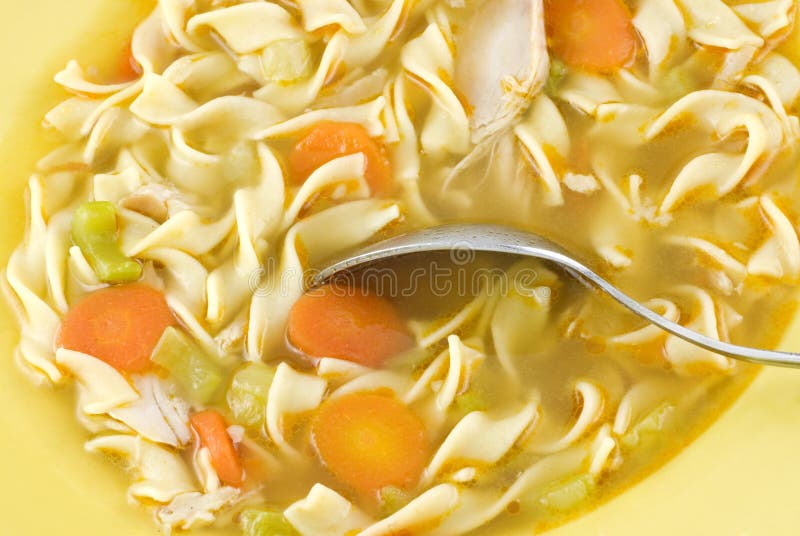 Sopa de macarronete caseiro da galinha fotografia de stock Sopa de macarronete caseiro da galinha fotografia de stock