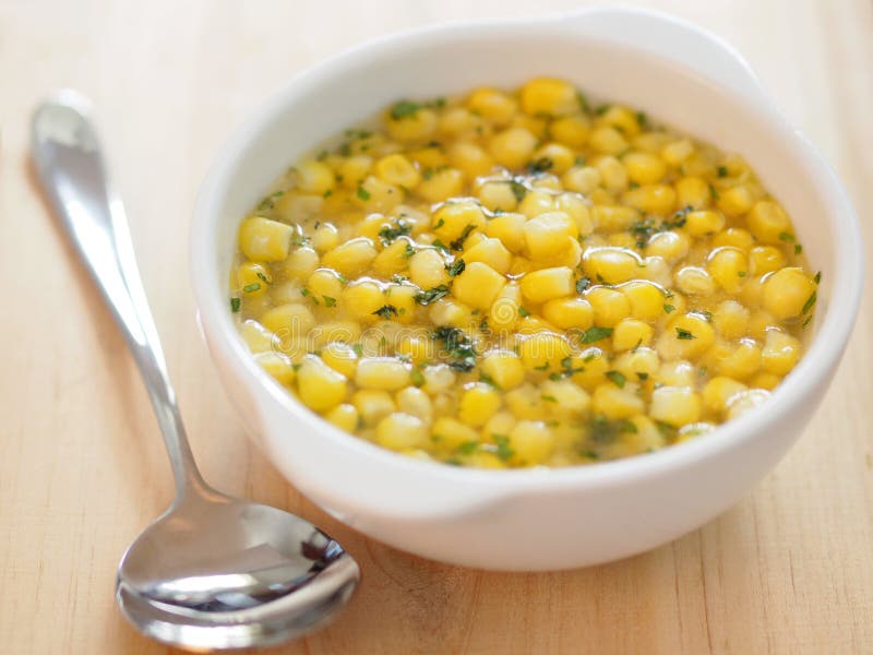 Close up of bowl of corn soup. Close up of bowl of corn soup