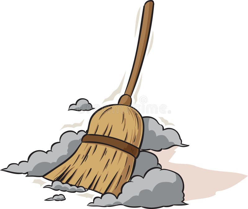 Cartoon of a broom sweeping up. Cartoon of a broom sweeping up