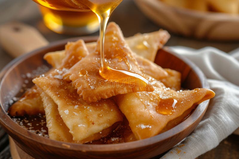 Sopapillas frias casadas com mel. ai generativo foto de stock royalty free