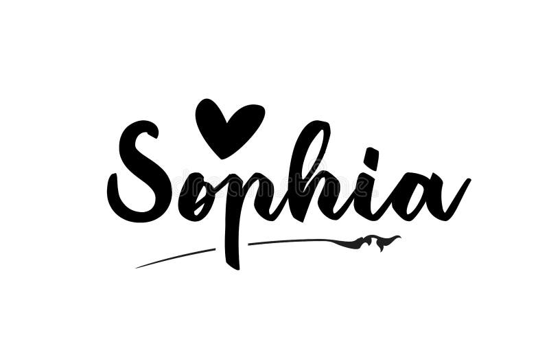 Sophia Name Text Word With Love Heart Hand Written For Logo Typography Design Template Stock Vector Illustration Of Naming Creative