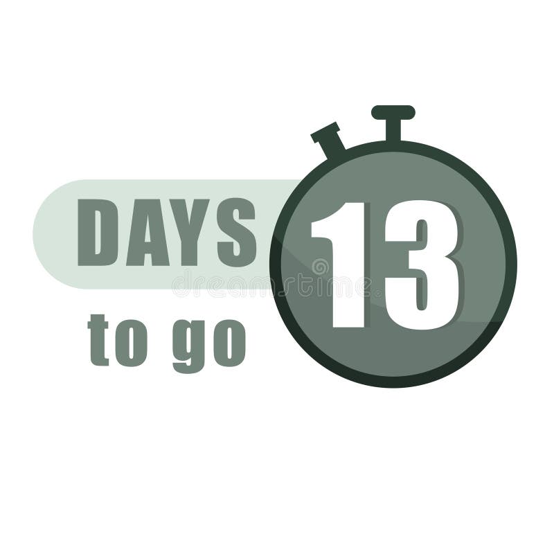 Sophisticated countdown Vector. Number thirteen 13 thirteen. Days to go. Significant deadline timepieces timepieces stock illustration