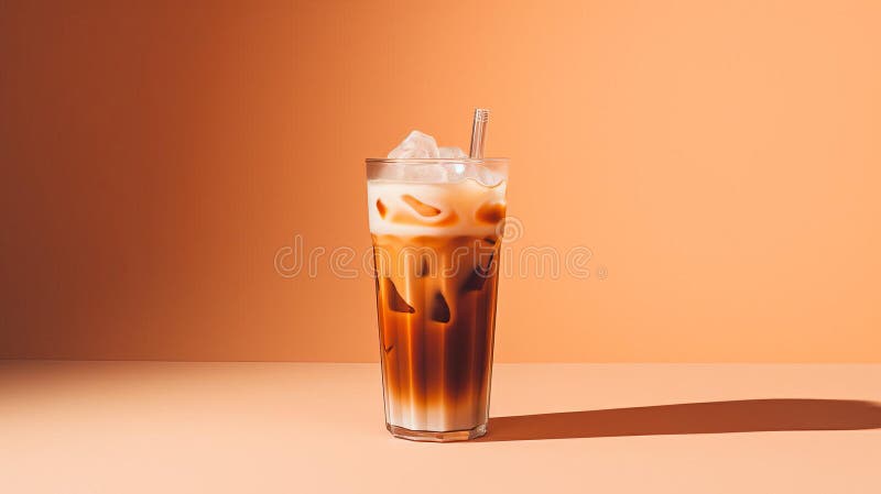 Sophisticated Iced Latte Composition With Elegant Background Setting royalty free illustration