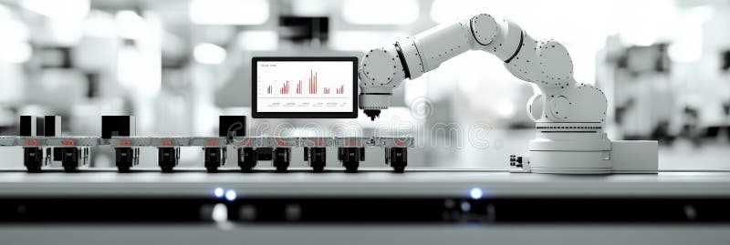 Sophisticated robotic arm enhancing automated assembly stock illustration