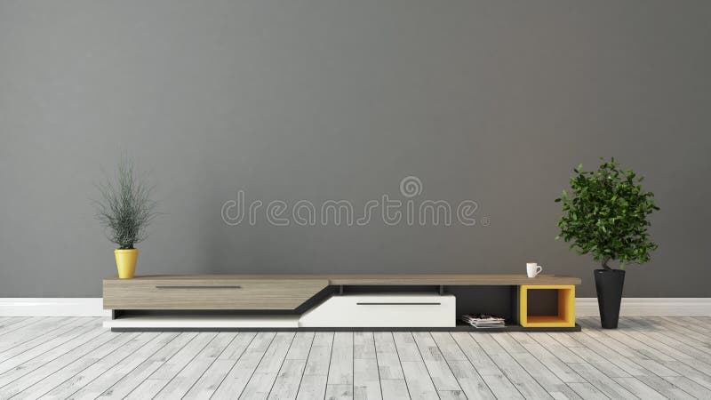 Soporte moderno de la TV con diseño marrón gris de la pared imagen de archivo Soporte moderno de la TV con diseño marrón gris de la pared imagen de archivo