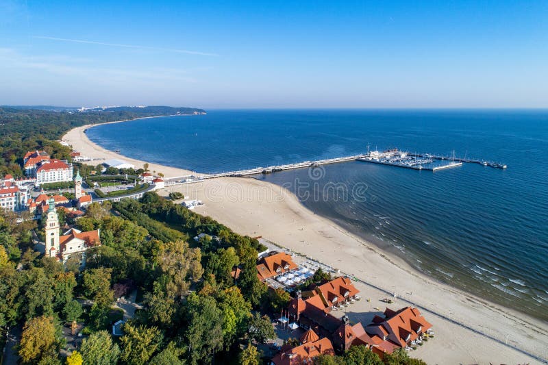 Sopot Resort with Pier and Beach, Poland. Aerial View Stock Image ...