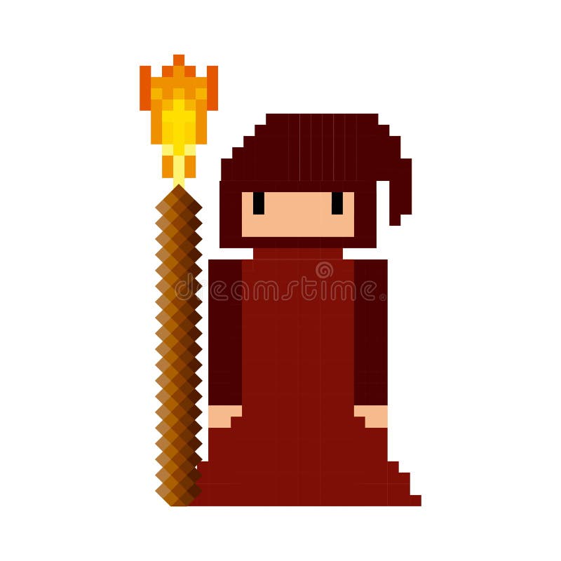 Vector pixel art monk stock vector. Illustration of holy 175052722