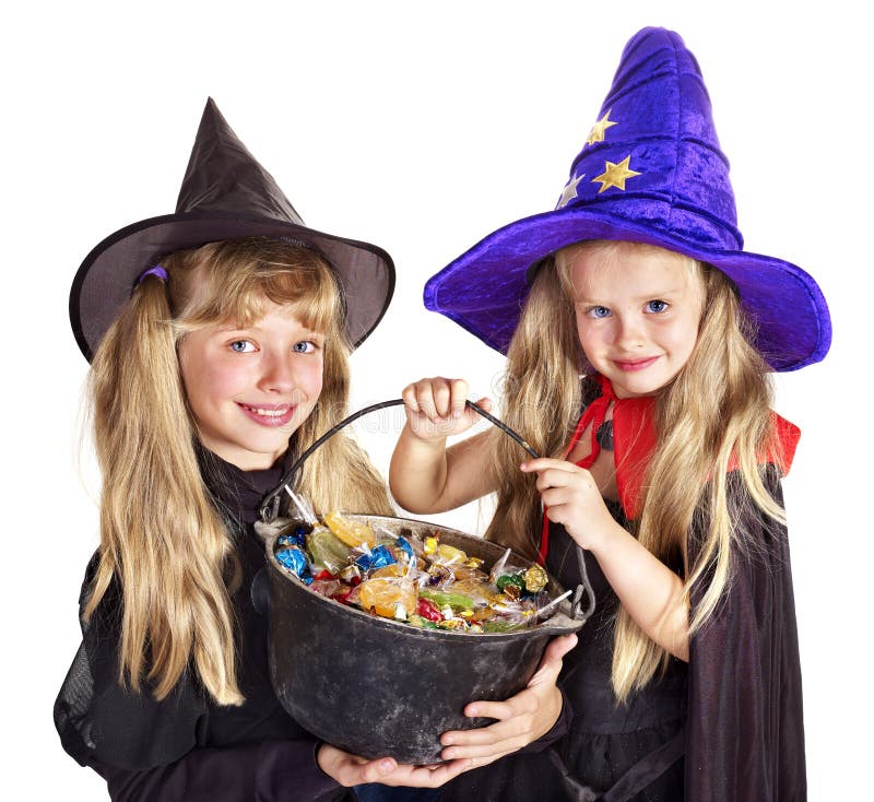 Sorcière avec le tour ou le festin. image stock Sorcière avec le tour ou le festin. image stock