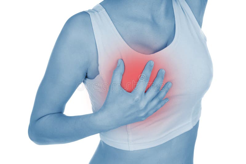 Sore Breast, Shown Red, Keep Handed Stock Photo Image of mastopathy