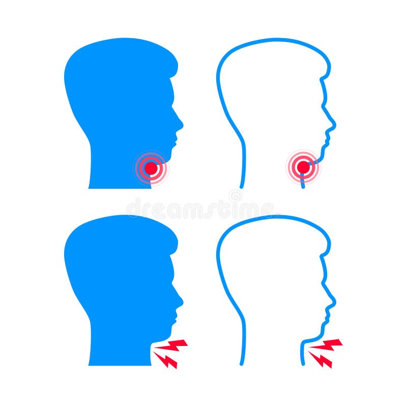 Sore Throat. Symptoms Icon. Bacterial and viral infection, Laryngitis. Vector stock illustration. royalty free illustration