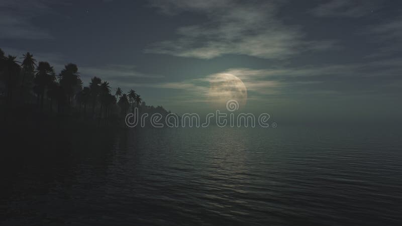 Sorgere della luna (rappresentazione 3D) illustrazione di stock Sorgere della luna (rappresentazione 3D) illustrazione di stock