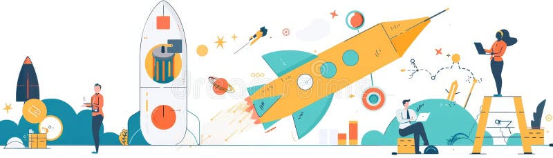 Sorgfältige Planung und agile Ausführung einer Grafik für das Start-Business-Modell mit Kopierplatz für Hintergrund oder Hintergru stock abbildung
