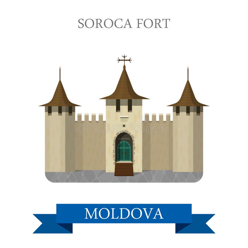 Soroca Fort in Moldova Europeï»¿ flat vector attraction landmark