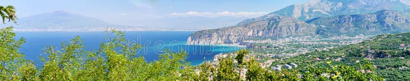 Panoramic view of Sorrento coast and Vesuvius