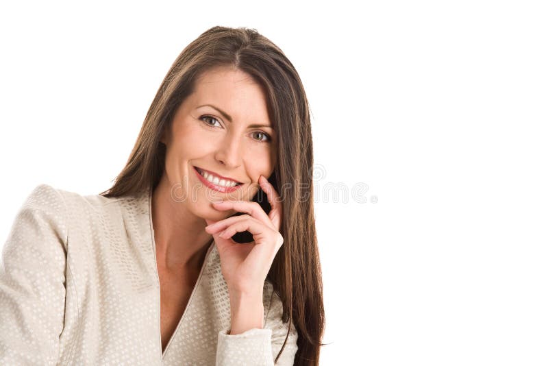 Sorridere maturo della donna elegante immagini stock Sorridere maturo della donna elegante immagini stock