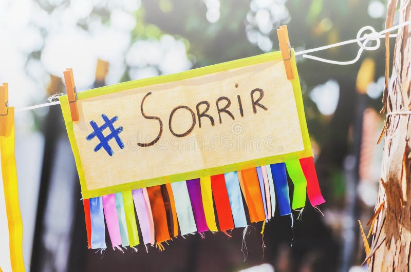 Sorrirbericht, sorrir, hashtag sorrir stock fotografie Sorrirbericht, sorrir, hashtag sorrir stock fotografie