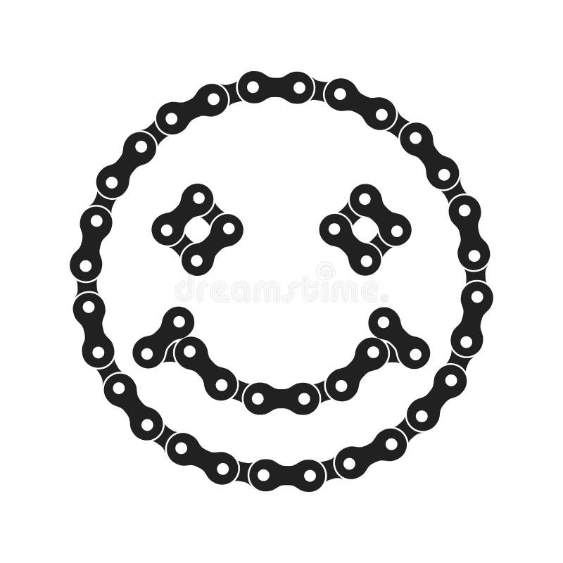 Sorriso, Emoji de sorriso, ícone positivo do vetor feito da bicicleta ou da corrente da bicicleta ilustração stock Sorriso, Emoji de sorriso, ícone positivo do vetor feito da bicicleta ou da corrente da bicicleta ilustração stock