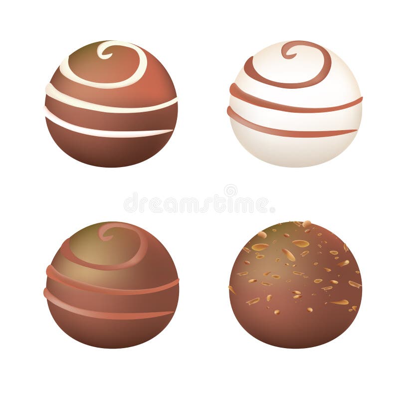 Sorte des boules quatre de chocolat illustration stock Sorte des boules quatre de chocolat illustration stock