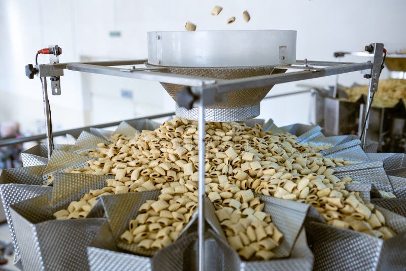 Sorting and Packing Line of Stuffed Breakfast Cereal Pillows at Factory