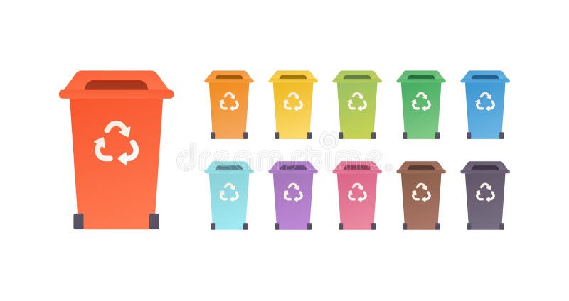 Waste bins flat recycling containers bin sorting Vector Image