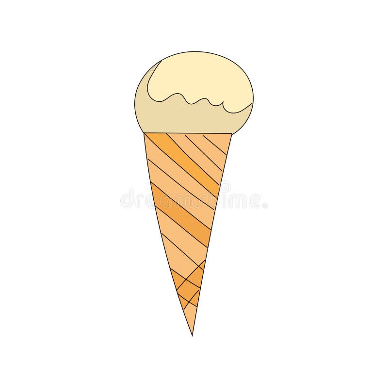 Cone De Sorvete Kawaii Na Página Colorida Do Estilo De Rabisco Ilustração  do Vetor - Ilustração de waffle, doce: 216041569