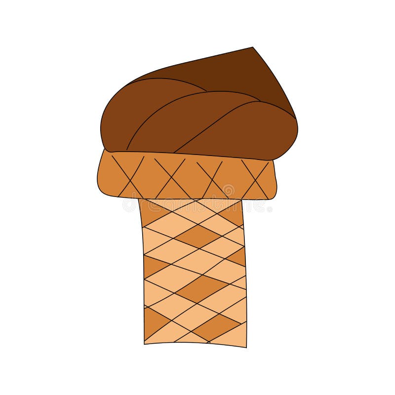 Cone De Sorvete Kawaii Na Página Colorida Do Estilo De Rabisco Ilustração  do Vetor - Ilustração de waffle, doce: 216041569