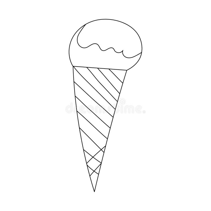 Cone De Sorvete Kawaii Na Página Colorida Do Estilo De Rabisco Ilustração  do Vetor - Ilustração de waffle, doce: 216041569