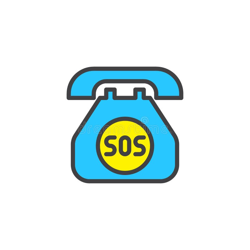SOS Call Filled Outline Icon Stock Vector - Illustration of