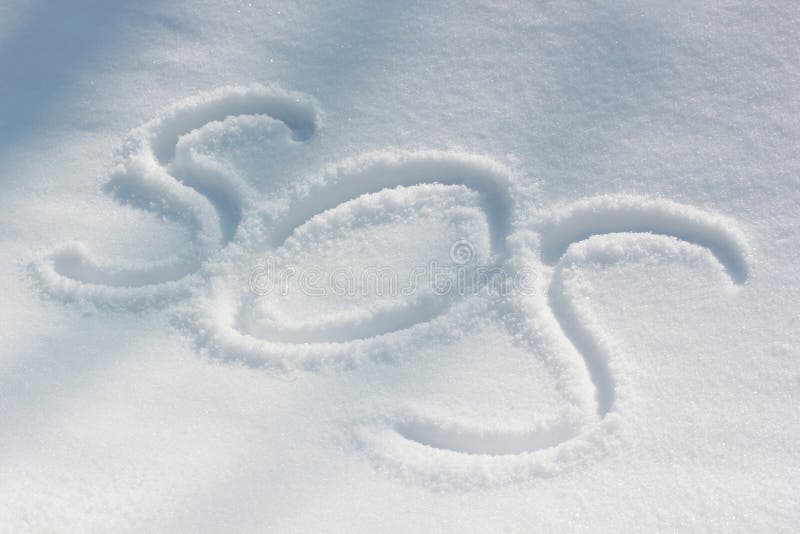 SOS in Snow stock photo. Image of sign, snow, alphanumeric 12629104