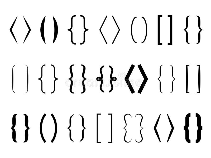 Sostegni del testo Ganci ricci, quadrato e parentesi d'angolo Forme di punteggiatura del sostegno per i messaggi calligrafia di v