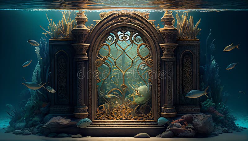 Sottomarino mare immaginario fantasia mondo i ha generato illustrazione digitale illustrazione di stock