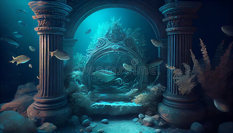 Sottomarino mare immaginario fantasia mondo i ha generato illustrazione digitale royalty illustrazione gratis