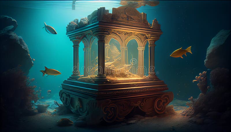 Sottomarino mare immaginario fantasia mondo i ha generato illustrazione digitale illustrazione di stock