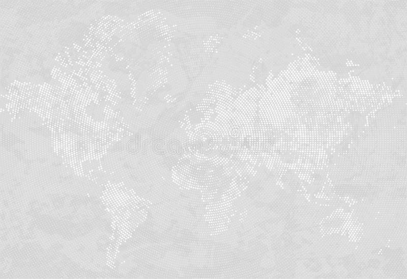 Sottragga il fondo di semitono grigio e bianco punteggiato della mappa di lerciume di effetto Siluette della mappa di mondo Forme illustrazione di stock Sottragga il fondo di semitono grigio e bianco punteggiato della mappa di lerciume di effetto Siluette della mappa di mondo Forme illustrazione di stock