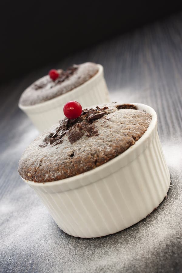 Soufflé de chocolate imagens de stock