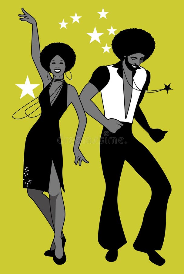 Soul Party Time. Young couple dancing soul, funk or disco.