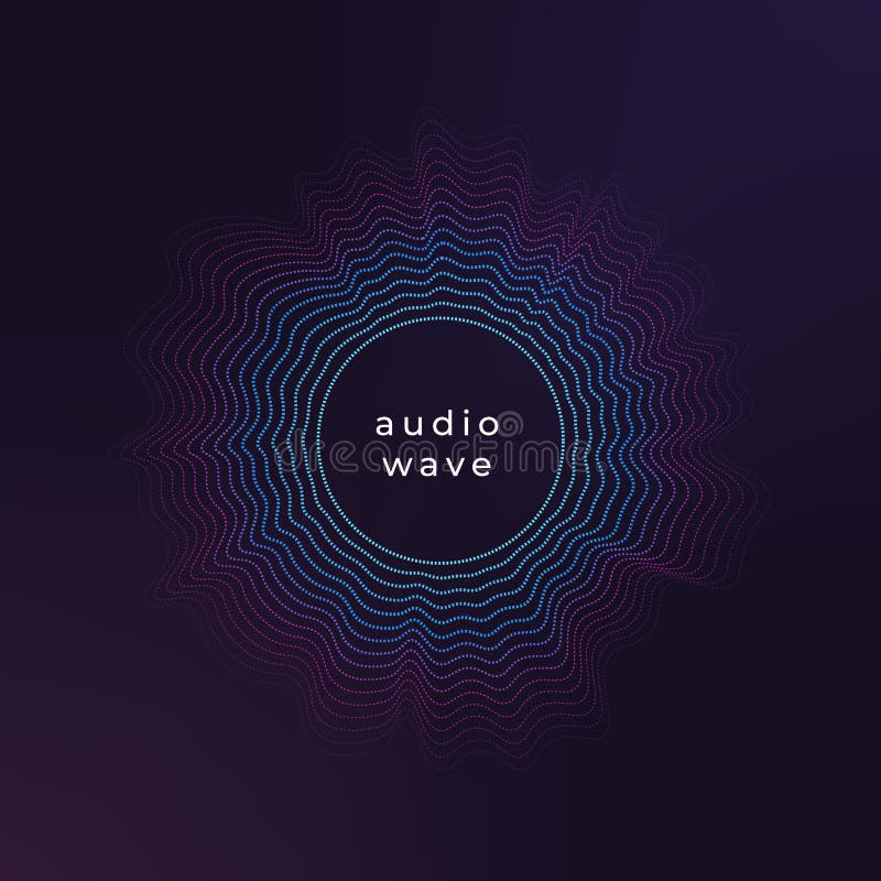 Sound circle wave. Abstract music ripple, audio amplitude waves flux vector background royalty free illustration