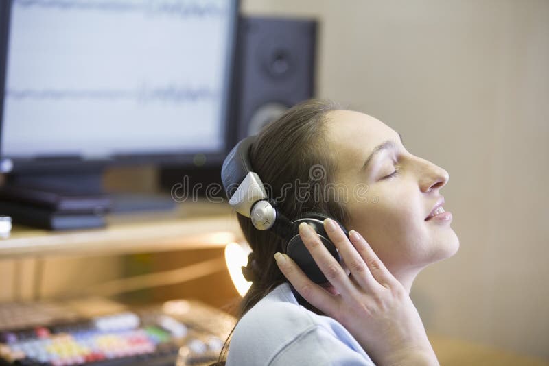 Sound Engineer Enjoying To Music stock photography
