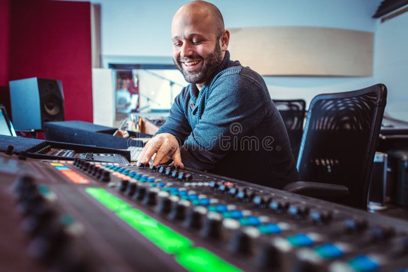 Sound Engineer with Microphone on a Video Production Set Stock Image