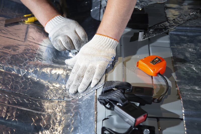 Sound Insulation of the Car. Installation of Sound Insulation Material