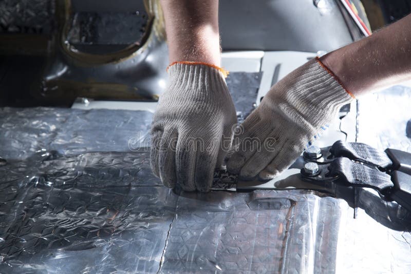 Sound Insulation of the Car. Installation of Sound Insulation Material